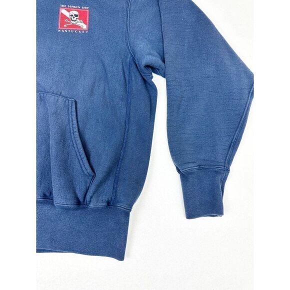 Sunken ship P & P Salvage Hoodie Sweatshirt Blue Medium Reverse weave - Picture 5 of 10